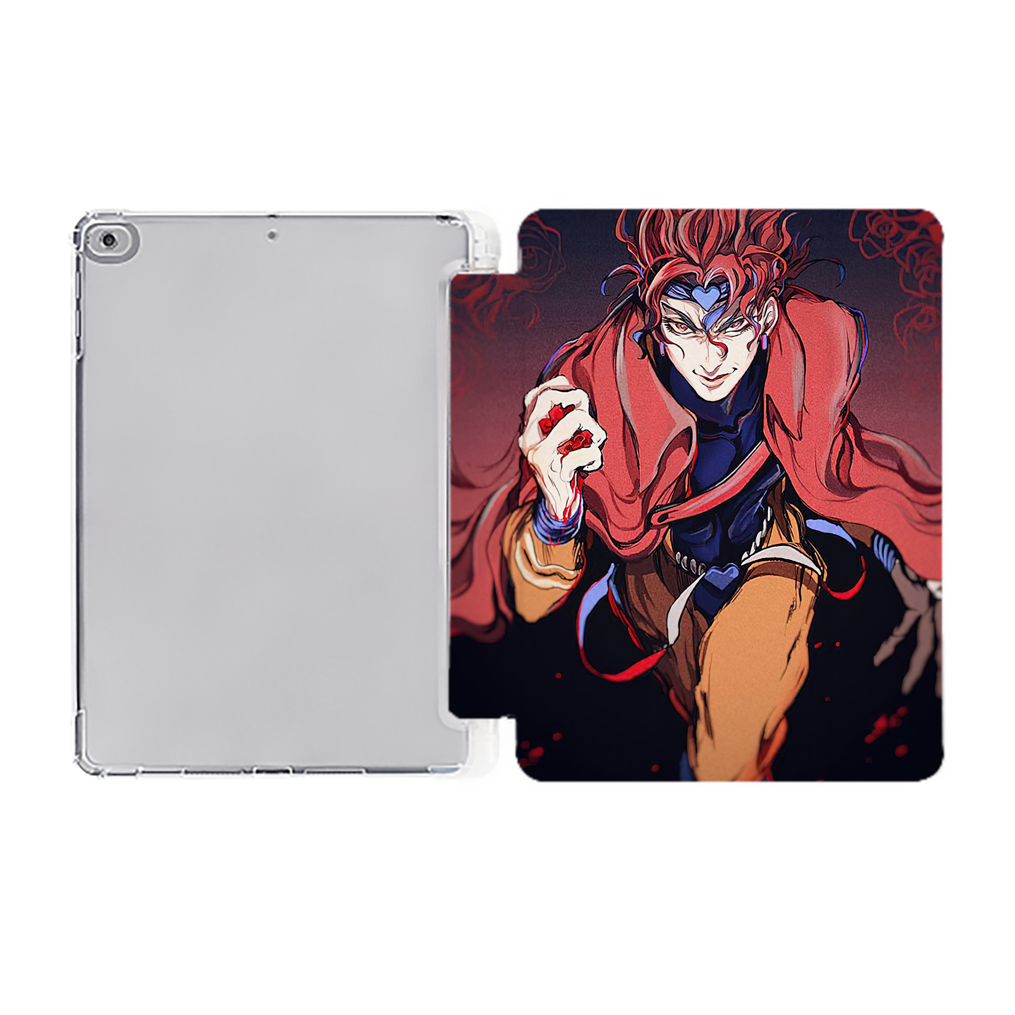 （画像用） ジョジョの奇妙な冒険 JoJo's Bizarre Adventure IPad ケース ペン収納付き 三つ折りスタンド PUレザー×シリコン 対応機種9.5/10.5/10.9インチ